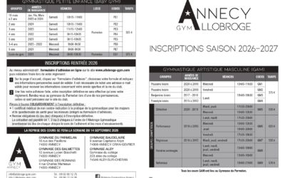 Inscriptions Saison 2026/2027